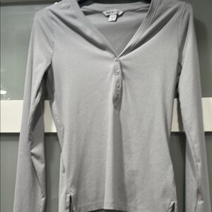 Athleta Gray Fitted Long Sleeve Polo Hoodie